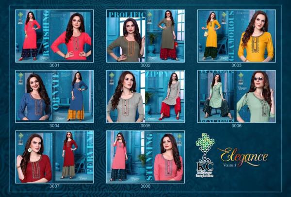 KC Elegance 3 Rayon Fancy Kurti With Plazzo 